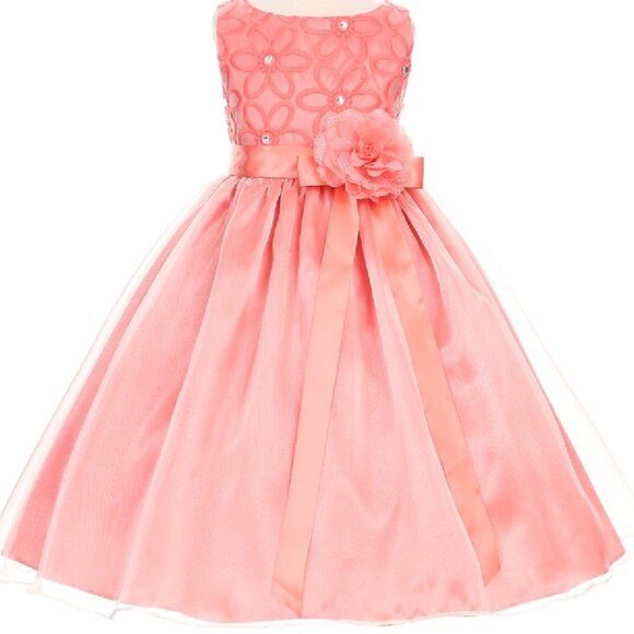 Big Girls Daisy Embroidered Bodice Organza Flowers Girls Dresses Christmas New - Picture 1 of 3